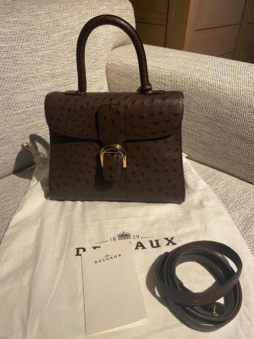 Delvaux brillant mm autruche, Handtassen en Accessoires, Tassen | Damestassen, Nieuw, Handtas, Bruin, Ophalen