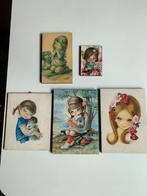 Vintage houten muurplaten big eyed girl, Antiek en Kunst, Curiosa en Brocante, Ophalen of Verzenden