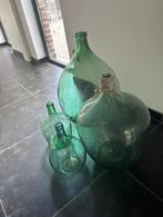 set van 4 glazen sierflessen, Huis en Inrichting, Woonaccessoires | Vazen, Ophalen, Gebruikt, Groen, Glas