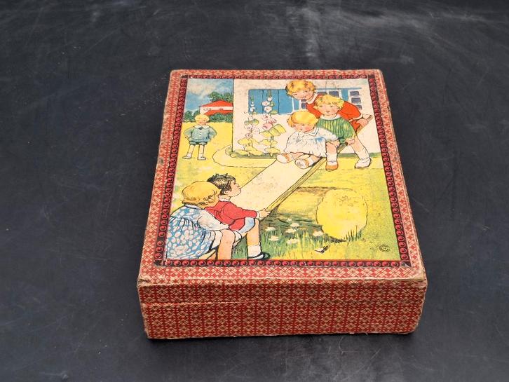 oude blokkendoos met 6 verschillende tekeningen jaren 50, Antiek en Kunst, Curiosa en Brocante, Ophalen of Verzenden