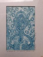 houtsnede, fluitspeler, Mario Ortiz,, Antiek en Kunst, Kunst | Litho's en Zeefdrukken, Ophalen of Verzenden