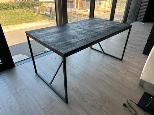 Zwarte tafel 90  160 cm. Massief bovenblad., Huis en Inrichting, Tafels | Eettafels, Zo goed als nieuw, Ophalen