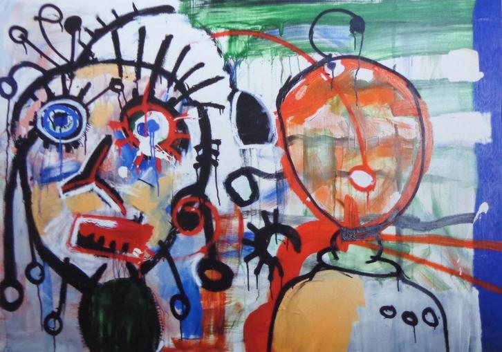 PAUL INDREK KOSTABI / FIGURATIE / KLEURGICLEE / 47x61cm SIG, Antiek en Kunst, Kunst | Litho's en Zeefdrukken, Ophalen of Verzenden