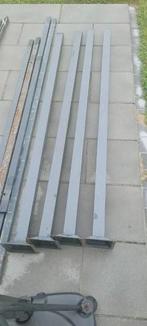 4 antracietgrijze metalen palen - L 220cm, Ophalen, Gebruikt, IJzer