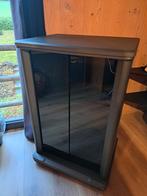 meuble audio-tv, portes vitrées, gris foncé, sur roulettes, 25 à 50 cm, Intemporel, Verre, Enlèvement
