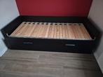 Brimnes bedbank met 2 lades, Ophalen, Zwart, Tweepersoons, 140 cm