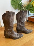 Vintage cowboy boots texani biker leer cuir maat 38, Vintage, Hoge laarzen, Bruin, Zo goed als nieuw