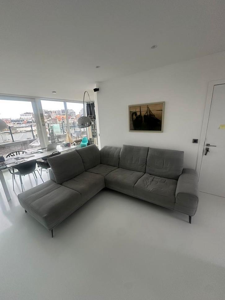 Grijze stoffen hoekzetel van Duits kwalitatief merk, Huis en Inrichting, Zetels | Complete zithoeken, Gebruikt, Stof, Ophalen