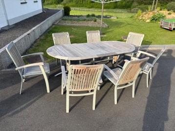 MESCH Tuinmeubilair uitschuifbare tafel tot 2,25m+7stoelen  beschikbaar voor biedingen