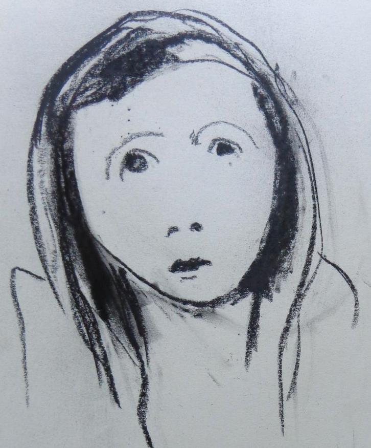 GABY DE PAUW / VROUWENGEZICHT / ORIGINEEL WERK / 40x30cm, Antiek en Kunst, Kunst | Tekeningen en Fotografie, Ophalen of Verzenden