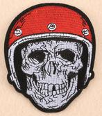 Skelet met helm Harley Motor kleding opstrijk Patch, Verzamelen, Verzenden, Nieuw, Kleding