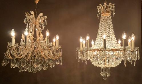 GERESTAUREERDE bij elkaar passende Kroonluchters met Kristal, Antiek en Kunst, Antiek | Verlichting, Ophalen