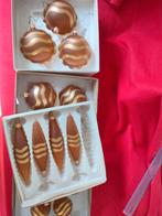 16 kerst kerstballen bruin goud glas goede staat kerstboom, Ophalen of Verzenden, Zo goed als nieuw