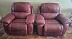 2 luxe bordeauxrode lederen fauteuils elektrisch mechanisme, Ophalen