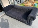 Chesterfield stijl bankset, 3-zit en 2-zit, zwart, Ophalen of Verzenden, Zo goed als nieuw, Stof