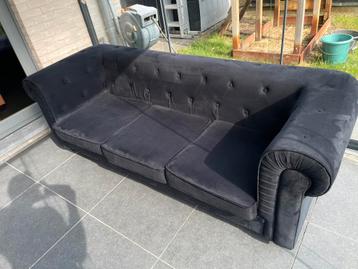 Chesterfield stijl bankset, 3-zit en 2-zit, zwart beschikbaar voor biedingen