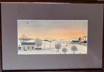 Peinture - paysage enneigé beschikbaar voor biedingen