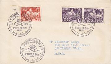 1951 - DENEMARKEN - FDC 100 jaar Deense Postzegels  beschikbaar voor biedingen