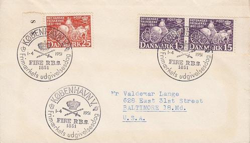 1951 - DENEMARKEN - FDC 100 jaar Deense Postzegels, Postzegels en Munten, Postzegels | Europa | Scandinavië, Gestempeld, Denemarken