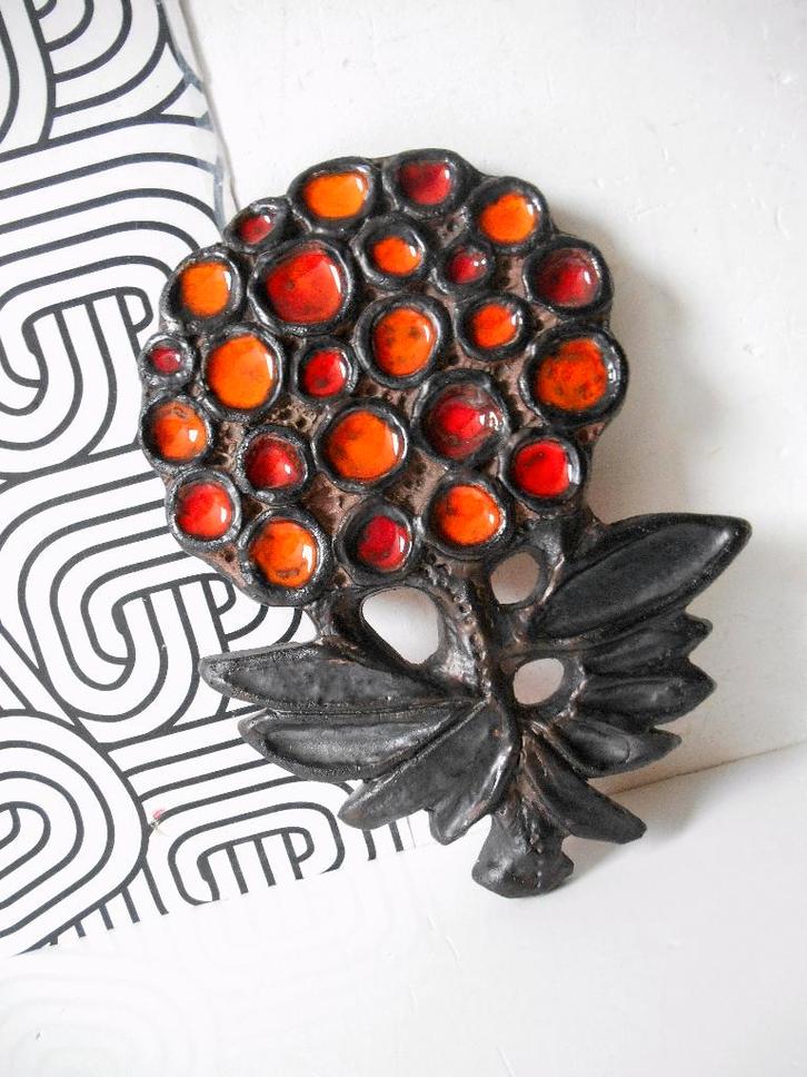 Vintage Wall Art met fat lava flowers - Van Erp / Perignem, Antiek en Kunst, Kunst | Designobjecten, Ophalen of Verzenden