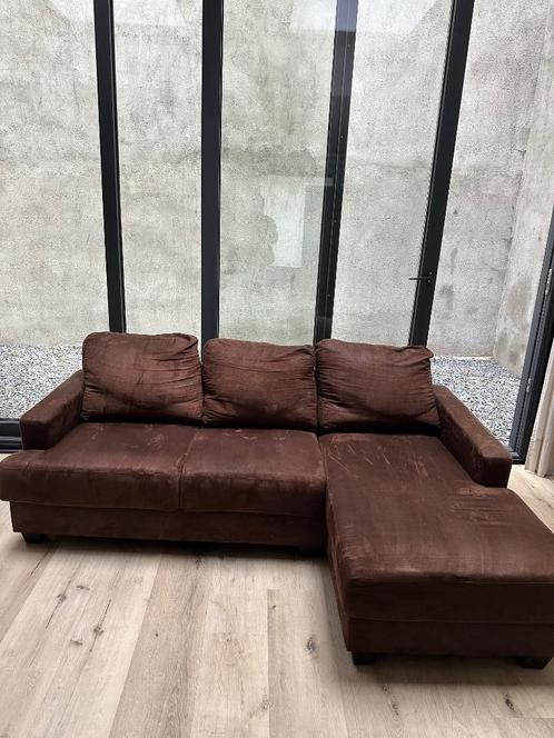 Bruine Hoekzetel, Huis en Inrichting, Zetels | Zetels, Gebruikt, Hoekbank, Driepersoons, 200 tot 250 cm, 125 tot 150 cm, Stof