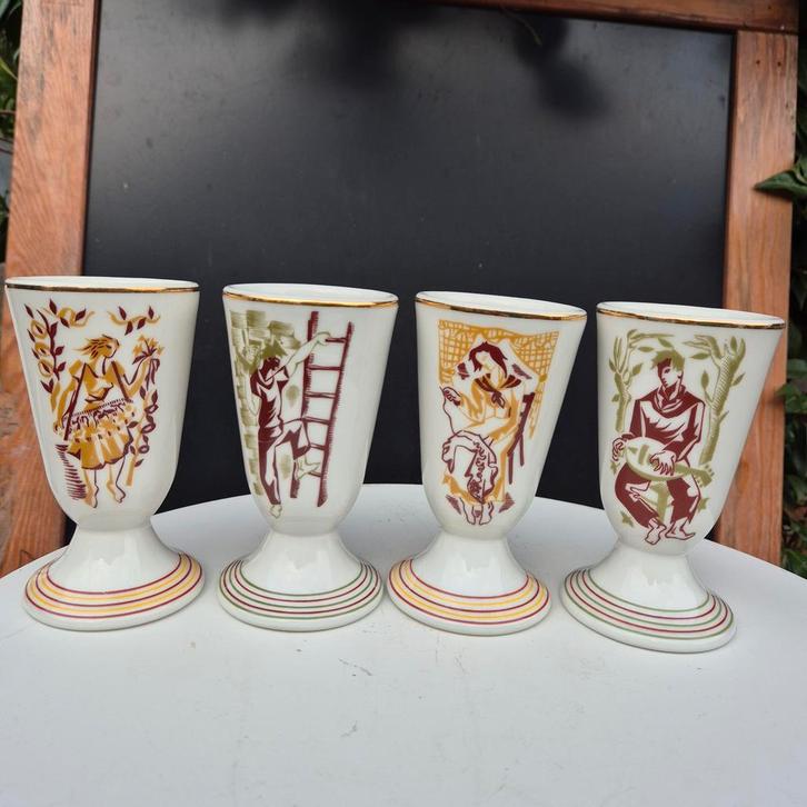 Mazagrans, 4, soort koffiebekers, Guillaume Bourges, Antiek en Kunst, Antiek | Porselein, Ophalen of Verzenden