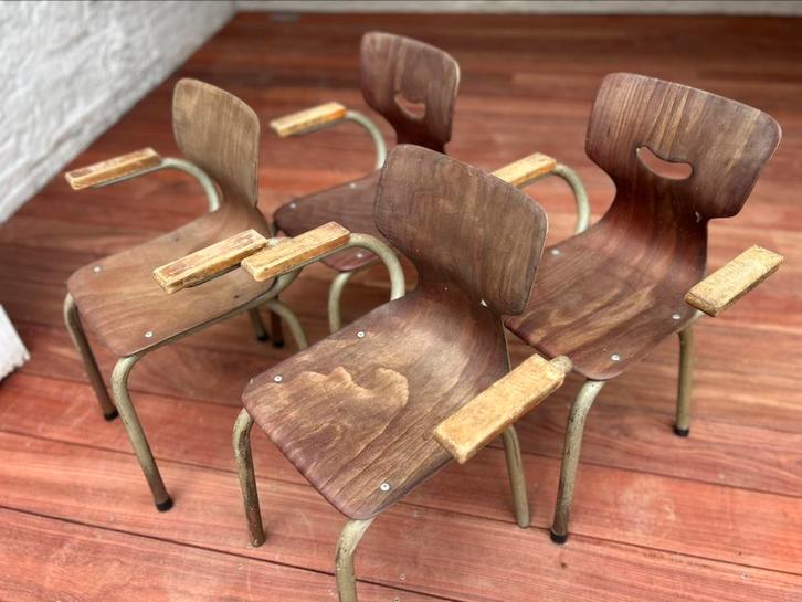 4x vintage Tubax kinderstoel jaren 60 / 70, Antiek en Kunst, Antiek | Meubels | Stoelen en Sofa's, Ophalen