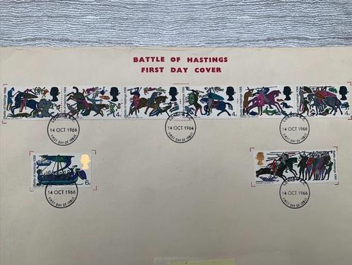 Timbres britanniques première édition Bataille d'Hastings, Timbres & Monnaies, Timbres | Europe | Belgique, Affranchi, Oblitération 1er jour