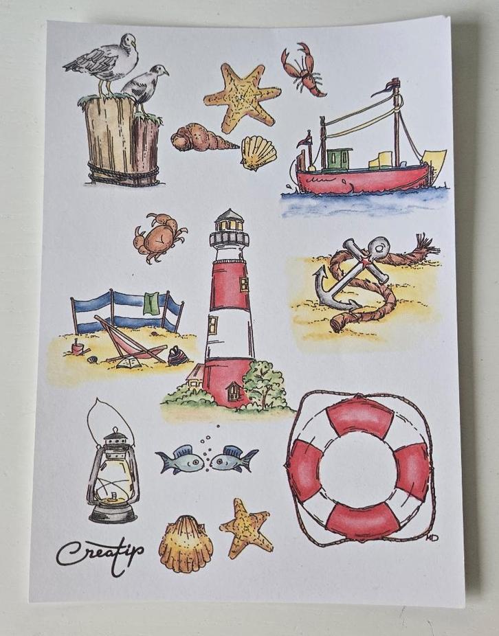 Knipvellen: het strand ; verkocht per 4, Hobby en Vrije tijd, Kaarten | Zelf maken, Nieuw, Knipvel, Overige thema's, Ophalen of Verzenden