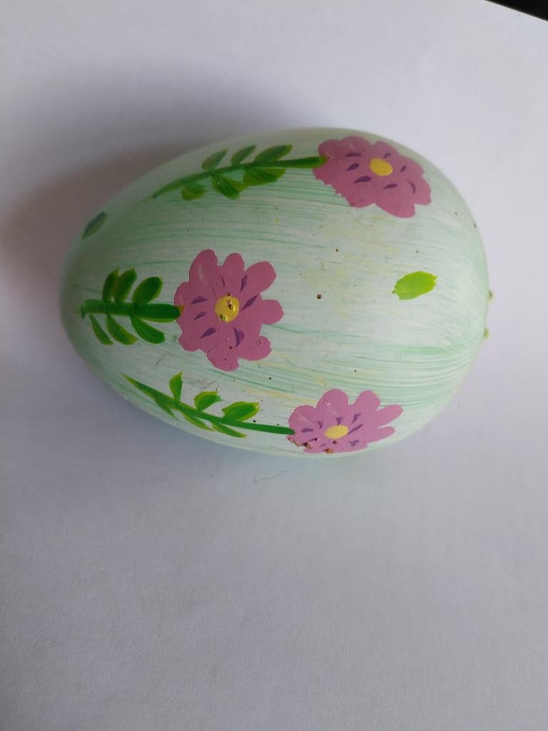 PRACHTIG VINTAGE EN ZELDZAAM GEDECOREERD RIETEI, Verzamelen, Dierenverzamelingen, Zo goed als nieuw, Beeldje of Figuurtje, Boerderijdier