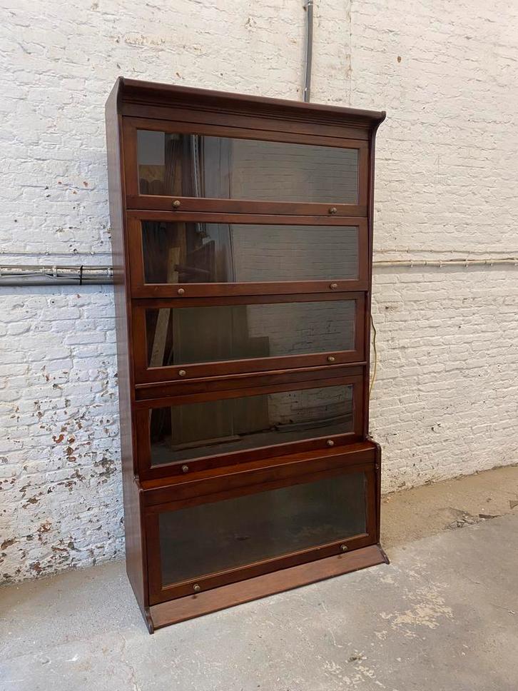 Houten vitrinekast met glazen lades, Huis en Inrichting, Kasten | Vitrinekasten, Gebruikt, 200 cm of meer, 100 tot 150 cm, 25 tot 50 cm