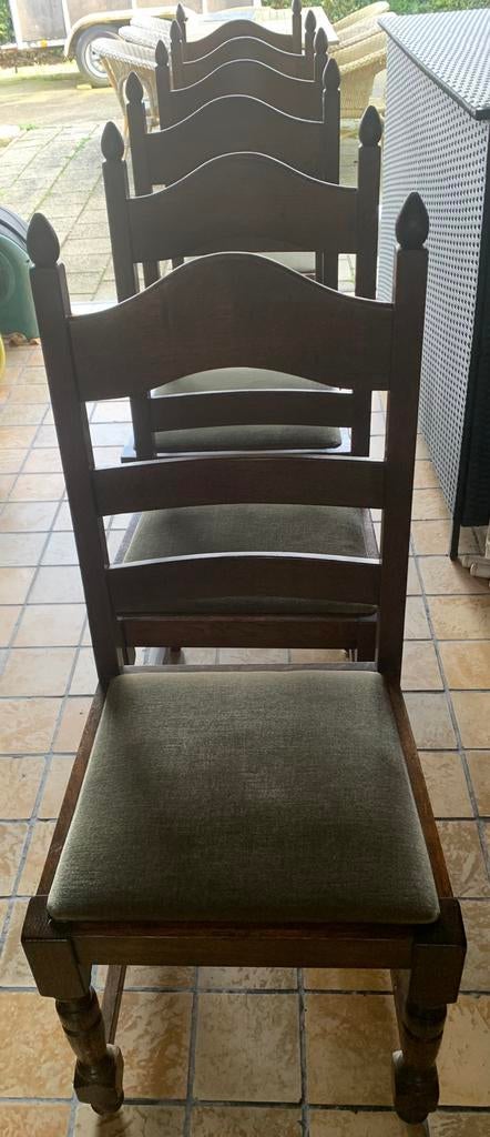 6 chaises en chêne avec sièges en tissu, Antiquités & Art, Enlèvement