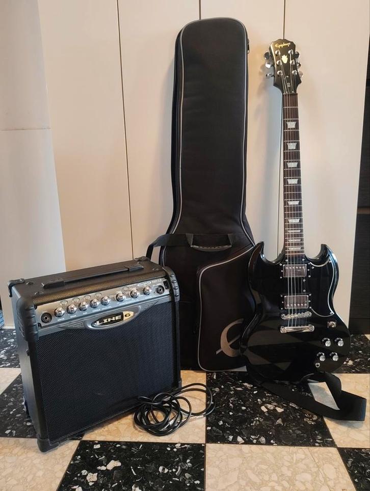 Epiphone SG G-400 + Line6 Spider II 15 amp, uitstekende staa, Muziek en Instrumenten, Snaarinstrumenten | Gitaren | Elektrisch