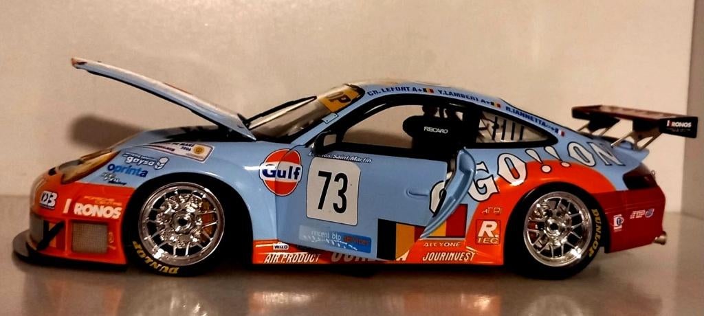 Minichamps 1/18 Porsche 911 GT3 RSR Gulf #73 24h Le Mans 2006 Ice Pol Racing