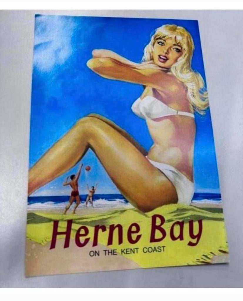 Affiche ancienne voyage ferroviaire Herne Bay Sur côte Kent, Collections, Posters & Affiches, Enlèvement ou Envoi, Neuf, A4 ou plus petit