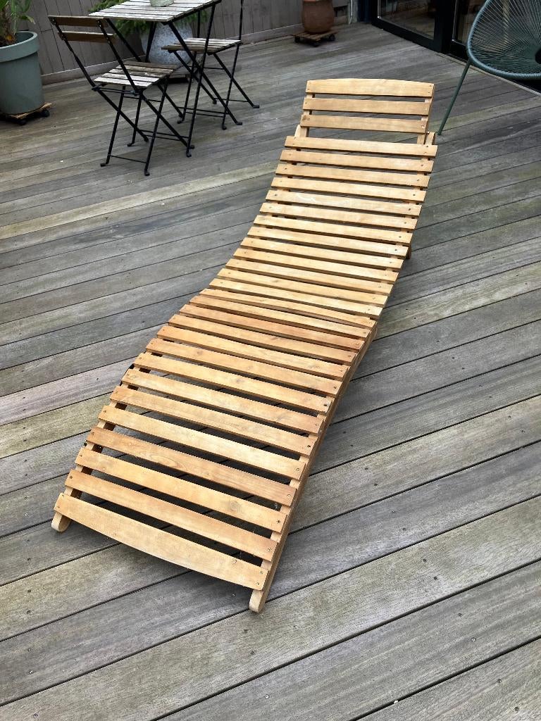 Ligstoel hout, Tuin en Terras, Ligbedden, Ophalen, Nieuw, Teakhout, Inklapbaar