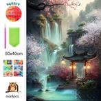 Diamond Painting prieel watervallen-groen 50x40cm (vierkant), Verzenden, Nieuw, Overige typen