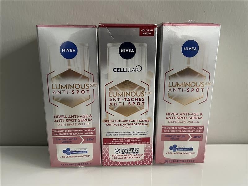 3 Stuks - Nivea Luminous Anti-Spot, Handtassen en Accessoires, Uiterlijk | Gezichtsverzorging, Nieuw, Verzorging, Gehele gezicht
