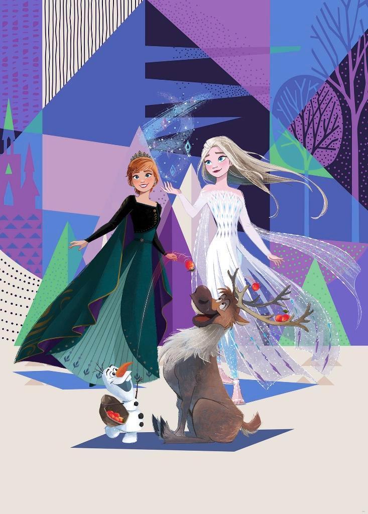 Disney Frozen Behang Abstract - 200x280 - Gratis Verzending, Ophalen of Verzenden, Nieuw, Wanddecoratie