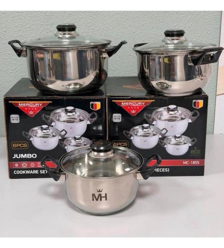 NIEUW - Mercury Haus Jumbo 6-delige pannenset MC-1855 pannen, Huis en Inrichting, Keuken | Potten en Pannen, Nieuw, Pannenset