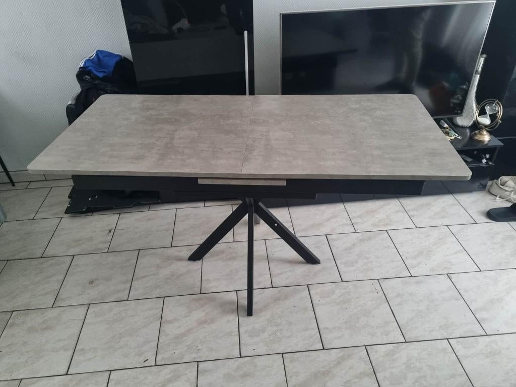 Table à manger extensible moderne 150/180 cm effet céramique, 150 à 200 cm, Cinq personnes ou plus, Comme neuf, Enlèvement