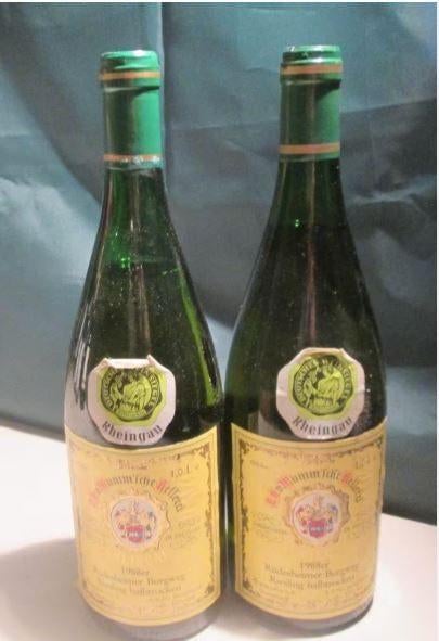 2x Rüdesheimer Burgweg Riesling Halbtrocken - 1988, Verzamelen, Wijnen, Overige gebieden, Ophalen of Verzenden, Vol, Witte wijn