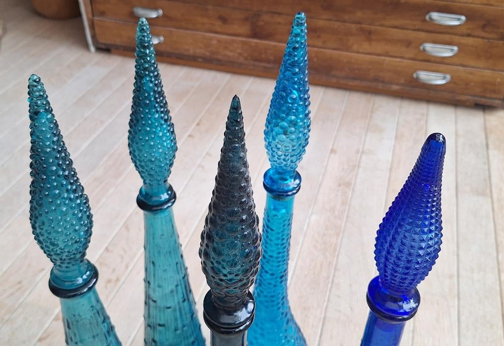 Set Italiaanse blauwe "Genie" karaffen. Empoli 1960-70, Antiek en Kunst, Kunst | Designobjecten, Ophalen