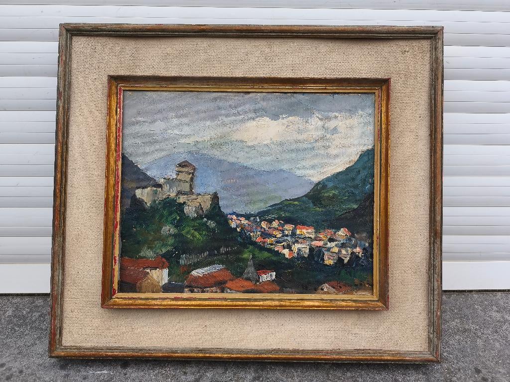 Huile sur panneau village signe Walter jonckheere, Antiquités & Art, Enlèvement ou Envoi