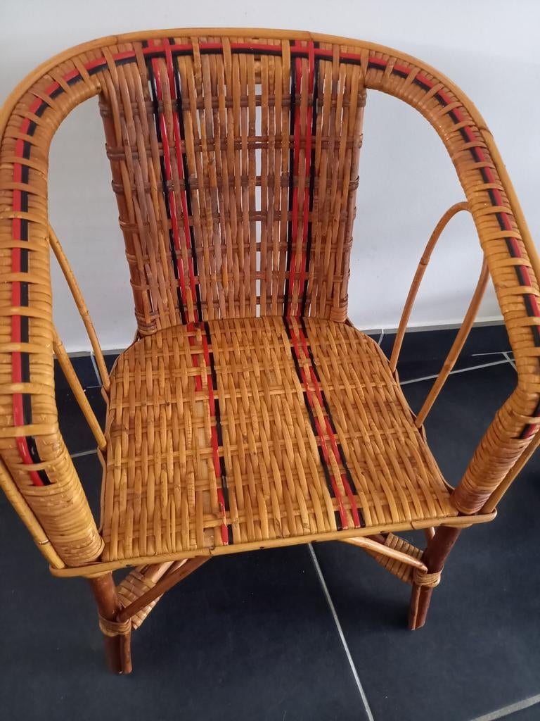 Vintage rotan kinderstoel jaren '50-'60, Ophalen of Verzenden