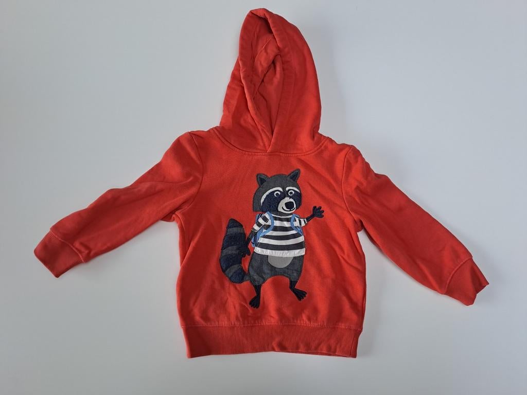Mt 104 Oranje hoodie met wasbeer, Gebruikt, C&A, Trui of Vest, Ophalen of Verzenden