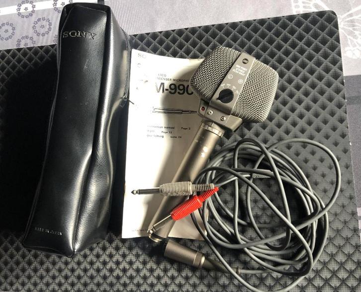 Micro stéréo condensateur électret SONY ECM-990F  70'S, Musique & Instruments, Microphones, Utilisé, Autres types, Enlèvement ou Envoi