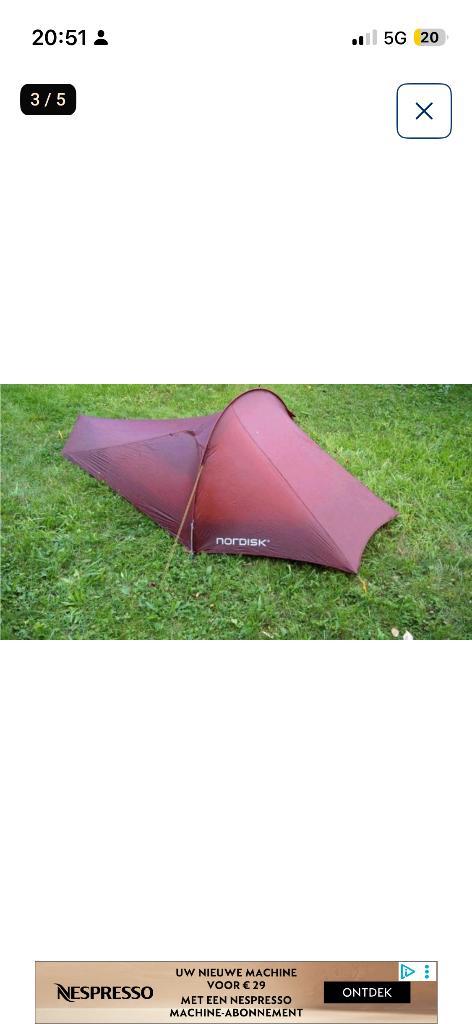 Nordisk lofoten (FRAUDE), Caravanes & Camping, Tentes, jusqu'à 2, Comme neuf, Enlèvement ou Envoi