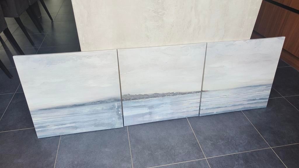 Drieluik wanddecoratie : rustige horizon, Ophalen, Hout, Zo goed als nieuw, Wandbord of Wandpaneel