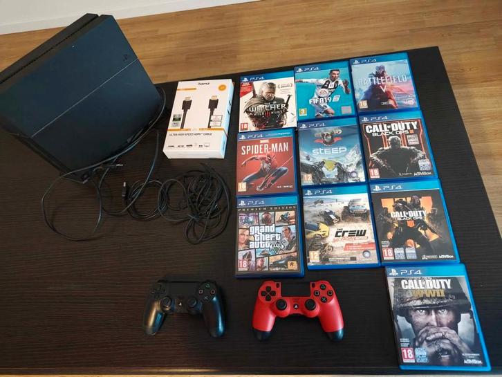 PlayStation 4 Slim 1TB + 10 games en 2 controllers, Games en Spelcomputers, Spelcomputers | Sony PlayStation 4, Gebruikt, Slim